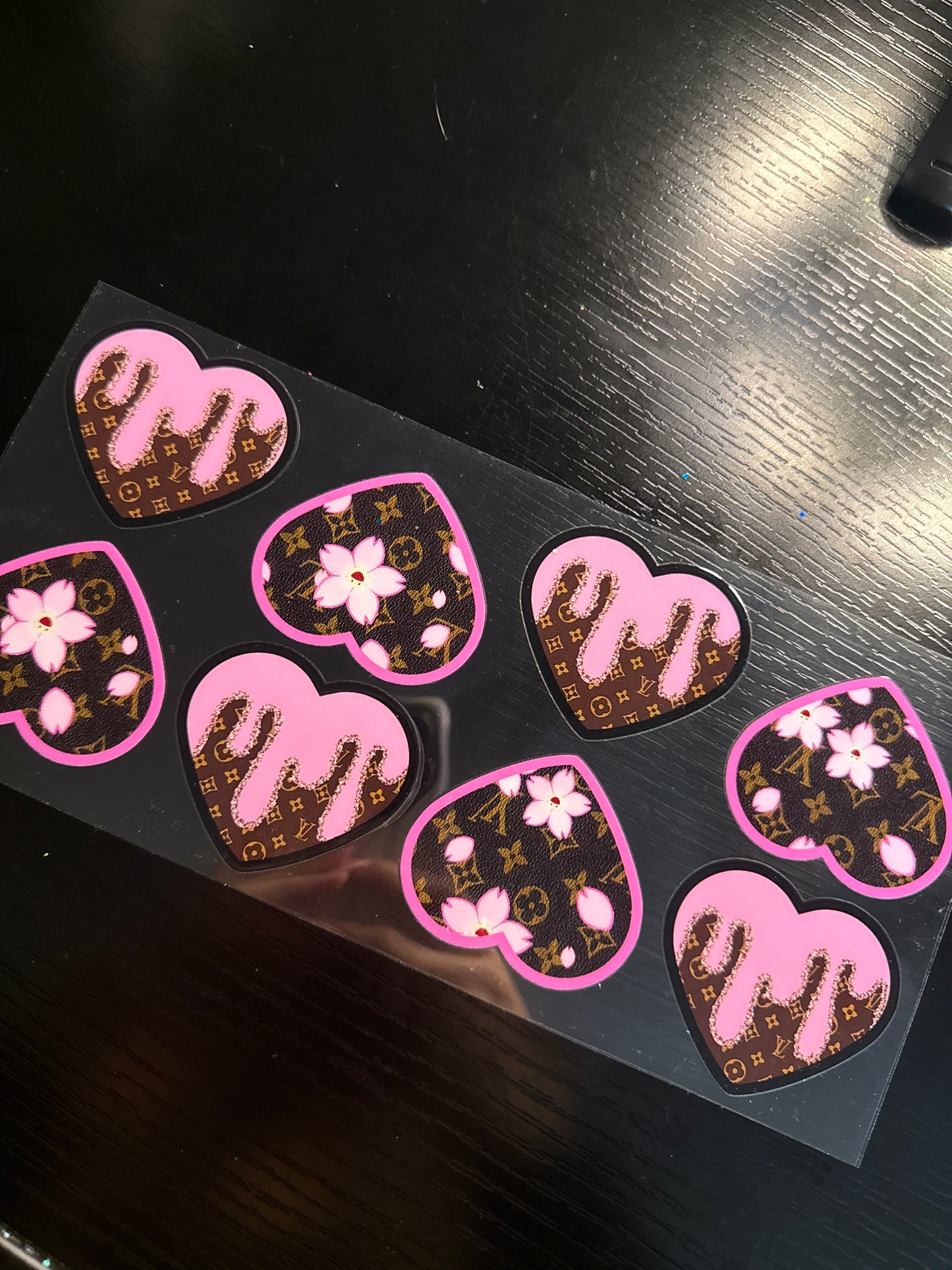 Pink drip LV hearts